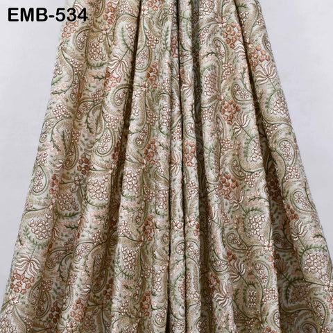 Indian Embroidered Fabric by the yard Sewing DIY Crafting Embroidery Wedding Dress Costumes Dolls Bags Cushion Covers Table Runners Blouses