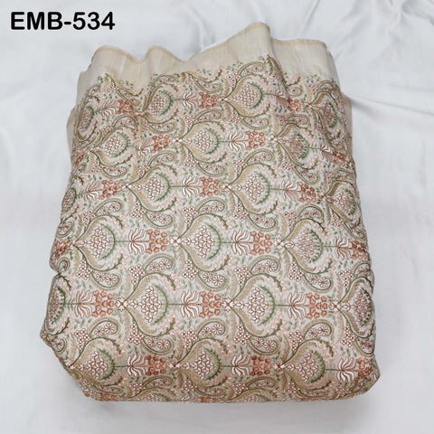 Indian Embroidered Fabric by the yard Sewing DIY Crafting Embroidery Wedding Dress Costumes Dolls Bags Cushion Covers Table Runners Blouses