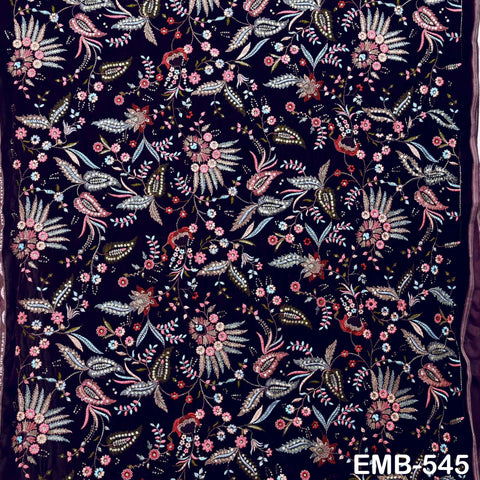 Wine Indian Embroidered Velvet Fabric by the yard Bridal Wedding Dress Costumes Dolls Long Coats Table Runner Quilting Sewing DIY Crafting