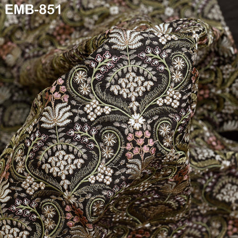 Tissu de broderie indienne au mètre Tissu brodé pour costumes de mariage Réticules Régence Sacs à main victoriens Journaux de bord Marie-Antoinette