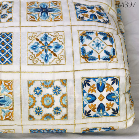 Indian white embroidered fabric embroidery cotton fabric by the yard sewing fabric DIY crafting wedding dress costumes doll bag home décor furnishing floral curtains making fabric