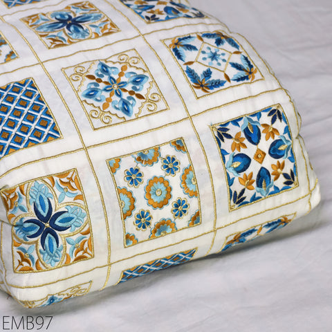 Indian white embroidered fabric embroidery cotton fabric by the yard sewing fabric DIY crafting wedding dress costumes doll bag home décor furnishing floral curtains making fabric