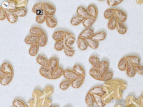 50 Pc Handmade Zardozi Appliques Patches Flower Indian Sewing Wedding Dresses Handcrafted Beaded Patches DIY Crafting Supply Embellishments