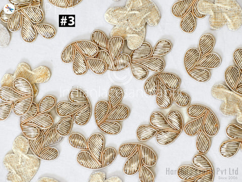 50 Pc Handmade Zardozi Appliques Patches Flower Indian Sewing Wedding Dresses Handcrafted Beaded Patches DIY Crafting Supply Embellishments