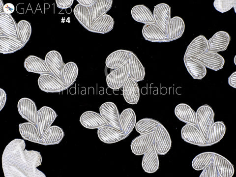 50 Pc Handmade Zardozi Appliques Patches Flower Indian Sewing Wedding Dresses Handcrafted Beaded Patches DIY Crafting Supply Embellishments