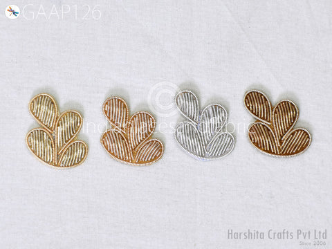50 Pc Handmade Zardozi Appliques Patches Flower Indian Sewing Wedding Dresses Handcrafted Beaded Patches DIY Crafting Supply Embellishments