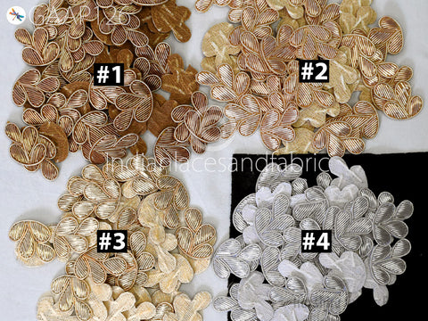 50 Pc Handmade Zardozi Appliques Patches Flower Indian Sewing Wedding Dresses Handcrafted Beaded Patches DIY Crafting Supply Embellishments