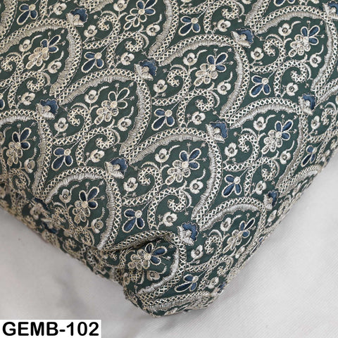 Embroidered Fabric by the yard Sewing DIY Crafting Steel Blue Indian Embroidery Wedding Dresses Costumes Dolls Bags Cushion Covers Blouses
