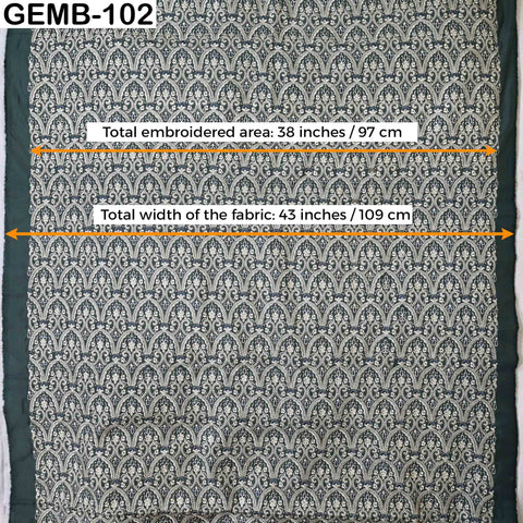 Embroidered Fabric by the yard Sewing DIY Crafting Steel Blue Indian Embroidery Wedding Dresses Costumes Dolls Bags Cushion Covers Blouses