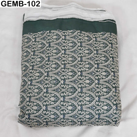 Embroidered Fabric by the yard Sewing DIY Crafting Steel Blue Indian Embroidery Wedding Dresses Costumes Dolls Bags Cushion Covers Blouses