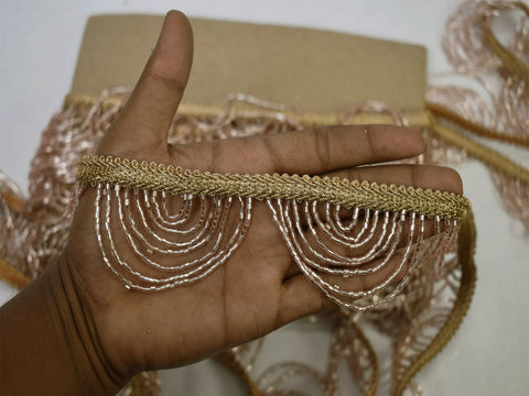 Indian beaded fringe trim by the yard embellished costume wedding dress ribbon bridal belt sashes lace decorative crafting costume sewing border beads dresses trimming sewing tape