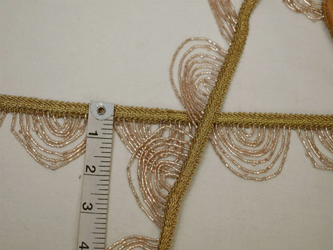 Indian beaded fringe trim by the yard embellished costume wedding dress ribbon bridal belt sashes lace decorative crafting costume sewing border beads dresses trimming sewing tape