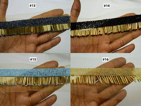 Decorative indian beaded fringe trim by the yard costume wedding dress tapes embellishment gown ribbon bridal belt sashes decorative crafting sewing sari border festive sari lace