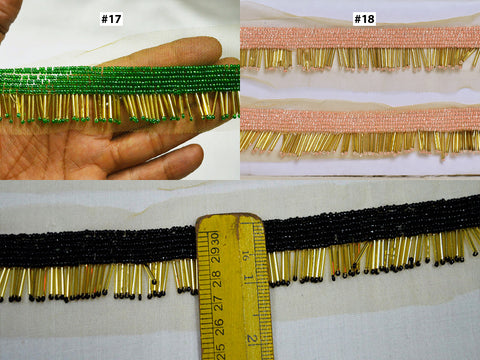 Decorative indian beaded fringe trim by the yard costume wedding dress tapes embellishment gown ribbon bridal belt sashes decorative crafting sewing sari border festive sari lace