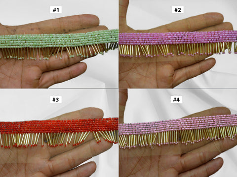 Decorative indian beaded fringe trim by the yard costume wedding dress tapes embellishment gown ribbon bridal belt sashes decorative crafting sewing sari border festive sari lace