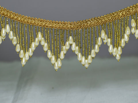 Indian Beaded Fringes Trim by the Yard Embellished Costume tape home decoration Wedding Dress Ribbon Bridal Belt Sashes Decorative Dupatta Crafting Sewing Border garment accessories