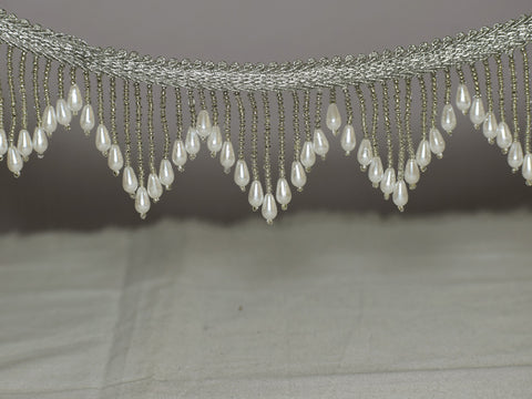 Indian Beaded Fringes Trim by the Yard Embellished Costume tape home decoration Wedding Dress Ribbon Bridal Belt Sashes Decorative Dupatta Crafting Sewing Border garment accessories