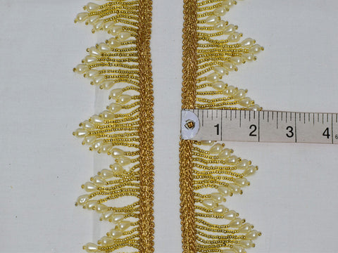 Indian Beaded Fringes Trim by the Yard Embellished Costume tape home decoration Wedding Dress Ribbon Bridal Belt Sashes Decorative Dupatta Crafting Sewing Border garment accessories