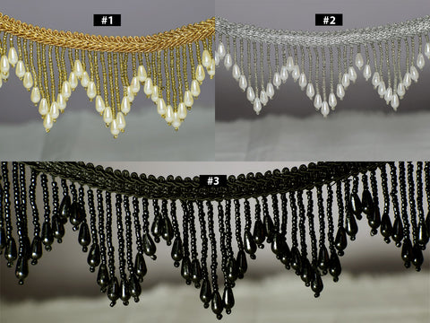Indian Beaded Fringes Trim by the Yard Embellished Costume tape home decoration Wedding Dress Ribbon Bridal Belt Sashes Decorative Dupatta Crafting Sewing Border garment accessories