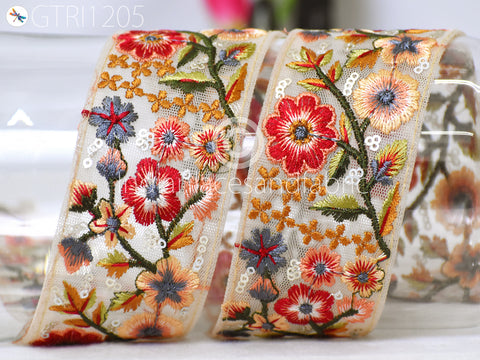 Embroidered Fabric Trim By 3 Yard Cushions DIY Crafting Sari Border Indian Wedding Saree Sewing Blouse Embroidery Dress Embellishment Ribbon