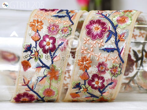 Embroidered Fabric Trim By 3 Yard Cushions DIY Crafting Sari Border Indian Wedding Saree Sewing Blouse Embroidery Dress Embellishment Ribbon