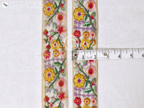 Embroidered Fabric Trim By 3 Yard Cushions DIY Crafting Sari Border Indian Wedding Saree Sewing Blouse Embroidery Dress Embellishment Ribbon