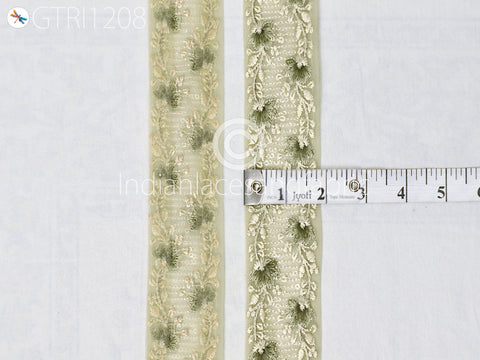 Indian Embroidery Trim By 3 Yard Embroidered Saree Ribbon Cushions Sewing Crafting Embellishments Decor Sari Trimmings Border Curtain Home Décor