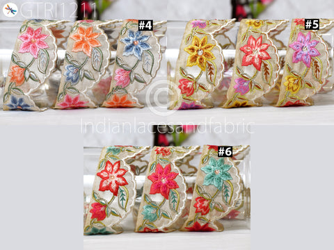 Indian Scallop Edge Embroidery Trim By 3 Yard Embroidered Saree Ribbon Cushions Cover Sewing Crafting Tape Curtains Headbands Sari Border