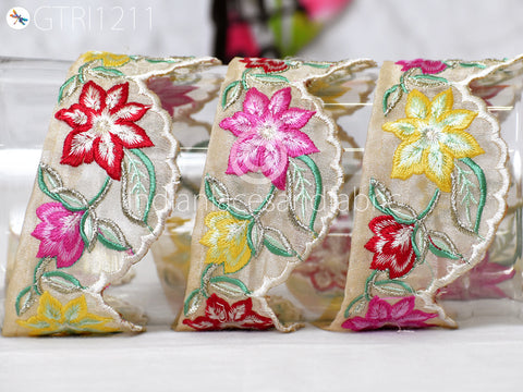 Indian Scallop Edge Embroidery Trim By 3 Yard Embroidered Saree Ribbon Cushions Cover Sewing Crafting Tape Curtains Headbands Sari Border