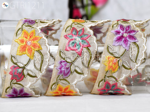 Indian Scallop Edge Embroidery Trim By 3 Yard Embroidered Saree Ribbon Cushions Cover Sewing Crafting Tape Curtains Headbands Sari Border