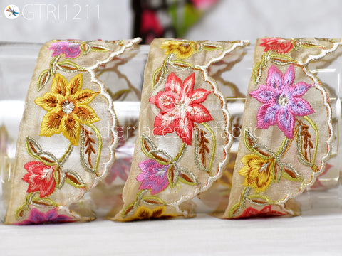 Indian Scallop Edge Embroidery Trim By 3 Yard Embroidered Saree Ribbon Cushions Cover Sewing Crafting Tape Curtains Headbands Sari Border