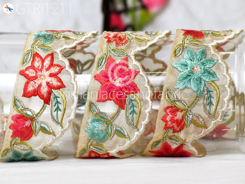 Indian Scallop Edge Embroidery Trim By 3 Yard Embroidered Saree Ribbon Cushions Cover Sewing Crafting Tape Curtains Headbands Sari Border