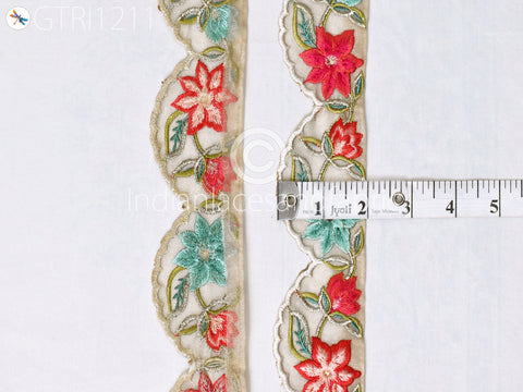 Indian Scallop Edge Embroidery Trim By 3 Yard Embroidered Saree Ribbon Cushions Cover Sewing Crafting Tape Curtains Headbands Sari Border