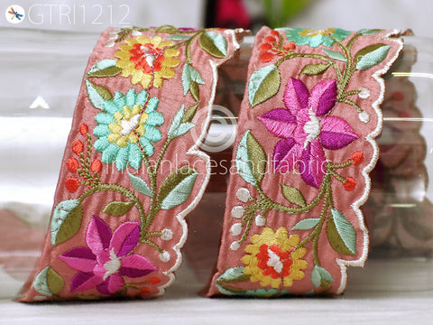 Indian Scallop Edge Embroidery Trim By 3 Yard Embroidered Saree Ribbon Cushions Cover Sewing Crafting Tape Curtains Headbands Sari Border