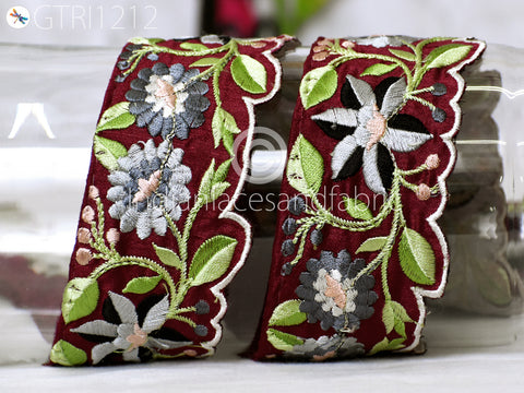 Indian Scallop Edge Embroidery Trim By 3 Yard Embroidered Saree Ribbon Cushions Cover Sewing Crafting Tape Curtains Headbands Sari Border