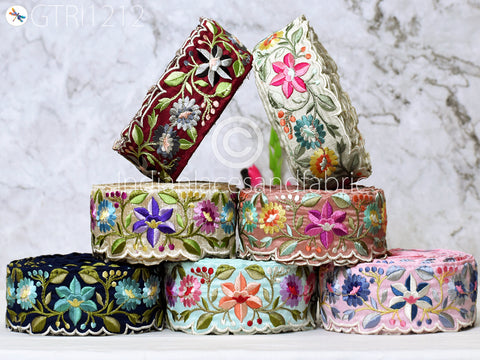 Indian Scallop Edge Embroidery Trim By 3 Yard Embroidered Saree Ribbon Cushions Cover Sewing Crafting Tape Curtains Headbands Sari Border