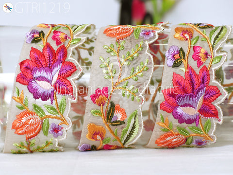 Indian Scallop Edge Embroidery Trim By 3 Yard Embroidered Saree Ribbon Cushions Cover Sewing Crafting Tape Curtains Headbands Sari Border