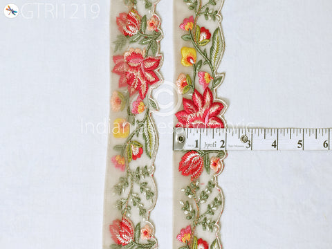 Indian Scallop Edge Embroidery Trim By 3 Yard Embroidered Saree Ribbon Cushions Cover Sewing Crafting Tape Curtains Headbands Sari Border