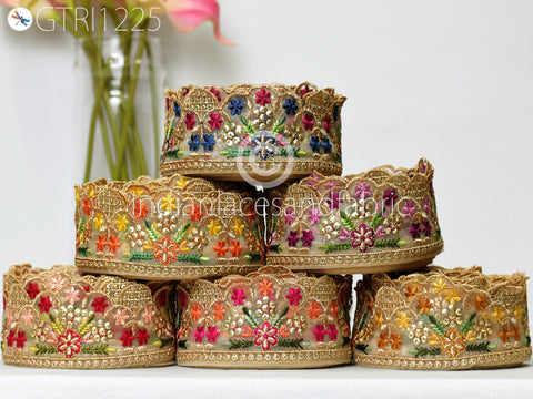 Indian Scallop Edge Embroidery Trim by 3 yard Dress Embroidered Saree Ribbon Garment Costume Tape Cushions Cover Sewing Crafting Tape Curtains Headbands Sari Border Clothing Accessories