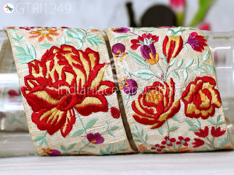 Indian Embroidered Trim by 3 yard Drapery Hats Bag Saree Trimming Decorative hat Making Ribbon Crafting Sewing Sari Borders Embellishments Home Décor Tape