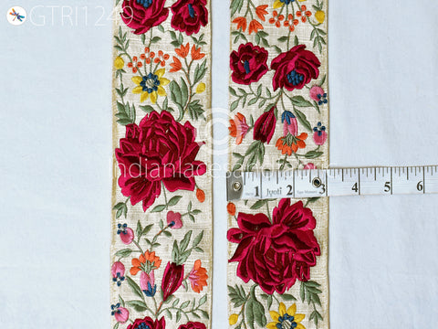 Indian Embroidered Trim by 3 yard Drapery Hats Bag Saree Trimming Decorative hat Making Ribbon Crafting Sewing Sari Borders Embellishments Home Décor Tape
