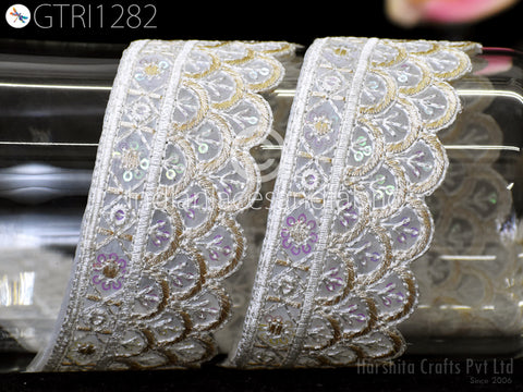 9 Yard Indian Embroidered Dyeable Fabric Trim Cushion Cover DIY Crafting Wedding Wear Dresses Lace Saree Sari Border Embroidery Embellishment Ribbon Trimming