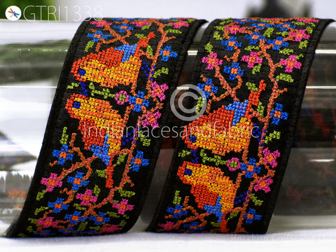 Cross Stitch Embroidered Trim By The Yard Decorative DIY Crafting Sewing Embellishments Ribbon Saree Trimmings Home Decor Indian Sari Border Festival Dresses Making Lace