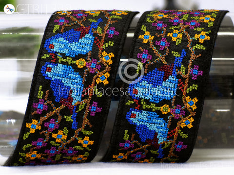 Cross Stitch Embroidered Trim By The Yard Decorative DIY Crafting Sewing Embellishments Ribbon Saree Trimmings Home Decor Indian Sari Border Festival Dresses Making Lace
