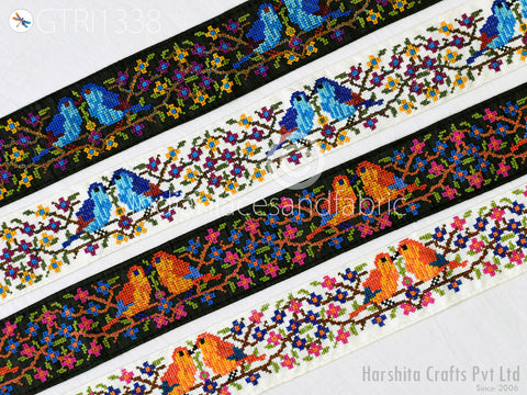 Cross Stitch Embroidered Trim By The Yard Decorative DIY Crafting Sewing Embellishments Ribbon Saree Trimmings Home Decor Indian Sari Border Festival Dresses Making Lace
