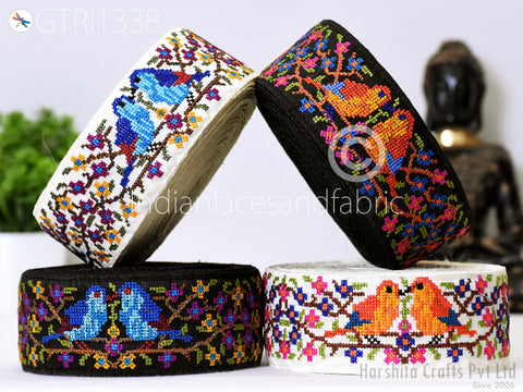 Cross Stitch Embroidered Trim By The Yard Decorative DIY Crafting Sewing Embellishments Ribbon Saree Trimmings Home Decor Indian Sari Border Festival Dresses Making Lace