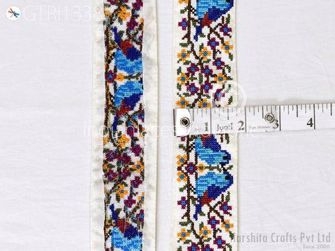 Cross Stitch Embroidered Trim By The Yard Decorative DIY Crafting Sewing Embellishments Ribbon Saree Trimmings Home Decor Indian Sari Border Festival Dresses Making Lace