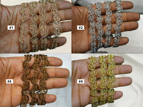 4 Yard DIY Crafting Embellished Christmas Decor Trimmings Saree Border Embroidered Embellishment Sari Ribbon Crafting Sewing Beach Bags Hats Curtain Trim Clothing Accessories