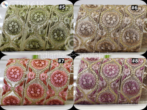 9 Yard Embroidery Fabric Trim Indian Sewing Embellishment Embroidered Saree Ribbon Crafting Border Wedding Dress Trimmings Cushion Covers