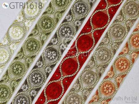 9 Yard Embroidery Fabric Trim Indian Sewing Embellishment Embroidered Saree Ribbon Crafting Border Wedding Dress Trimmings Cushion Covers
